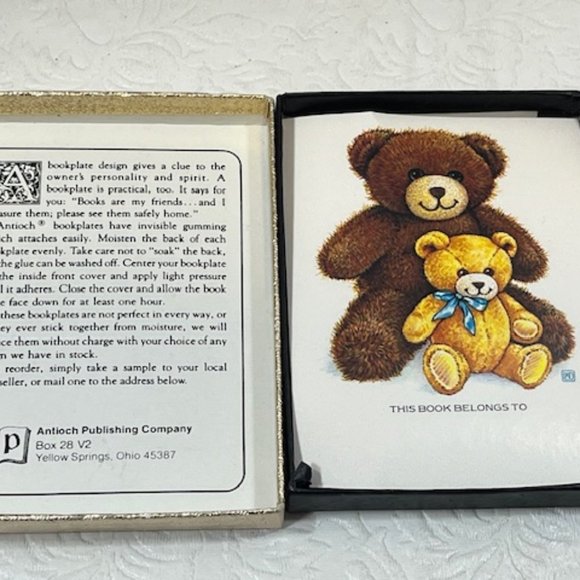 VTG 80's Teddy Bear Decorative Book Labels Bookplates Gummed Box of 23 - Picture 3 of 8